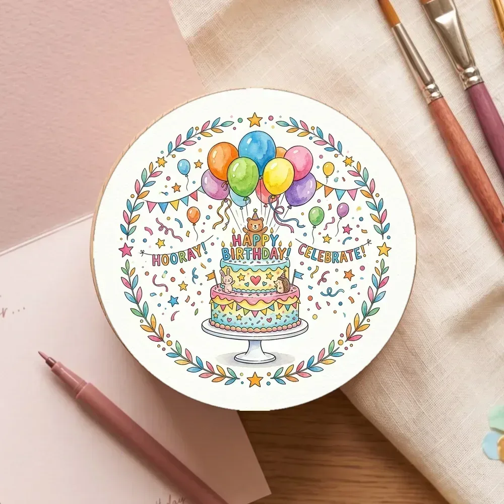 生日慶祝圓型音樂盒實體模擬